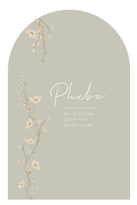 Geboortekaart boogvorm slinger van bloemen