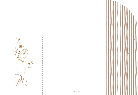 drieluik trouwkaart in boogvorm illustratie takjes strepen