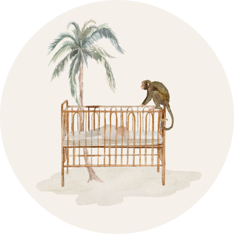 Sluitzegel aapje met bedje bij een baby
