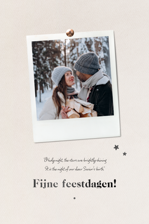 Kerstkaart met eigen foto en teksten in zwart folie