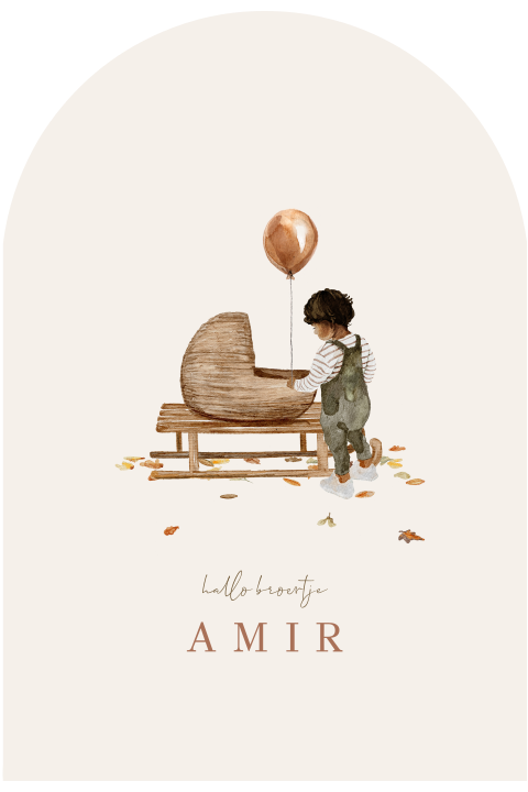 Geboortekaartje herfst broertje Arabisch boogvorm ballon baby
