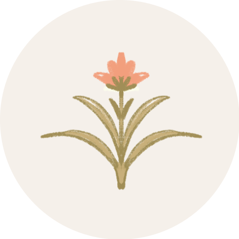 Sticker bloem getekend botanical