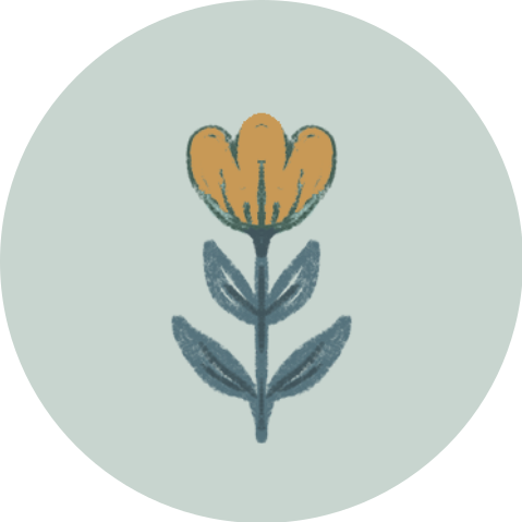 Sticker bloem getekend botanical blauw