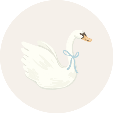 Sticker zwaan met strik blauw