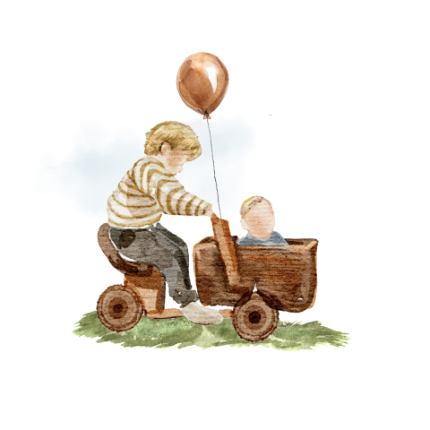 Sluitsticker geboortekaartje broer met broertje op fiets ballon