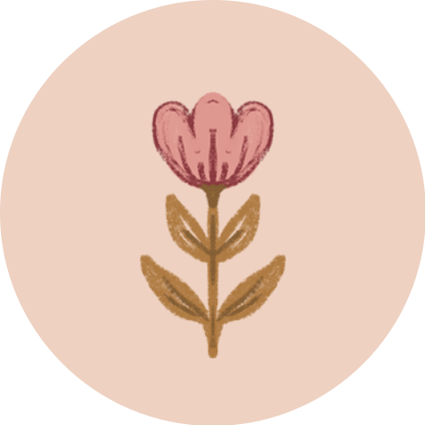 Sticker bloem getekend botanical roze