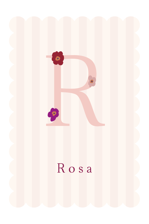 Geboortekaart schulprand letter bloemetjes