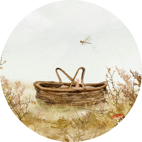 Sluitsticker geboorte herfst babymandje veldbloemen libelle