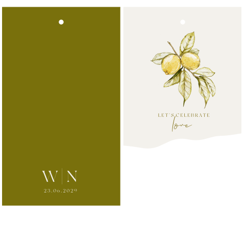 trouwkaart labels groen citroenen