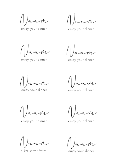 Naamkaartjes diner enjoy your dinner wit