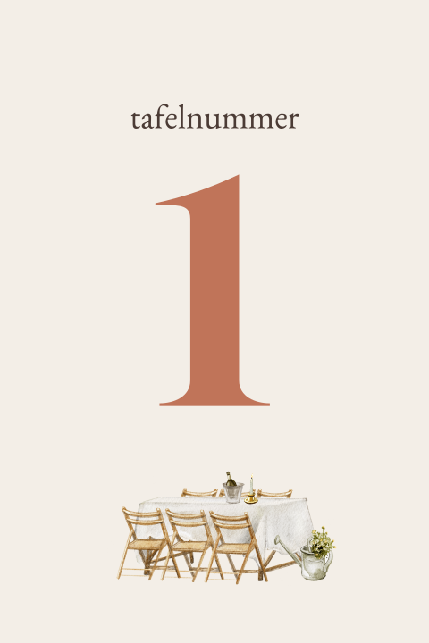Tafelnummer bruiloft diner vintage illustraties