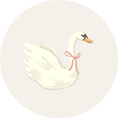 Sticker zwaan met strik beige