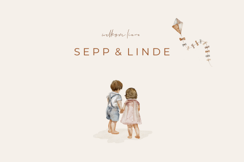 Schattig tweeling geboortekaartje illustratie jongen meisje vlieger