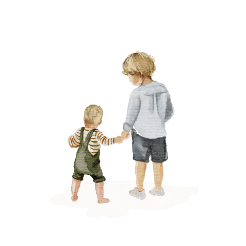 Sluitsticker geboorte tweede kind broer broertje aquarel