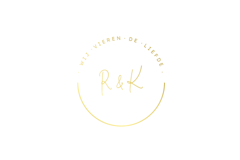 Label voor aan een trouwkaart met goudfolie logo