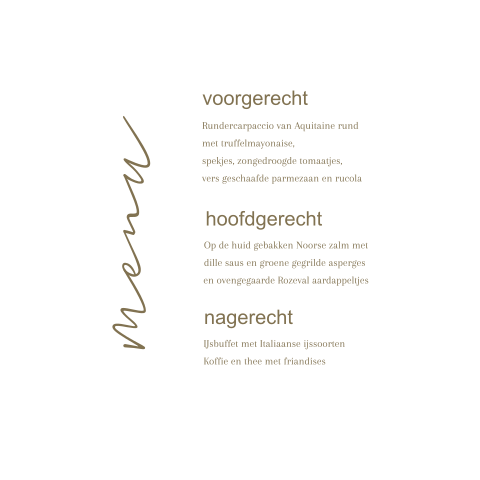 Ronde menukaart diner bruiloft clean
