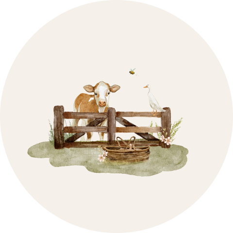 Sluitsticker boerderij lente koe baby meisje