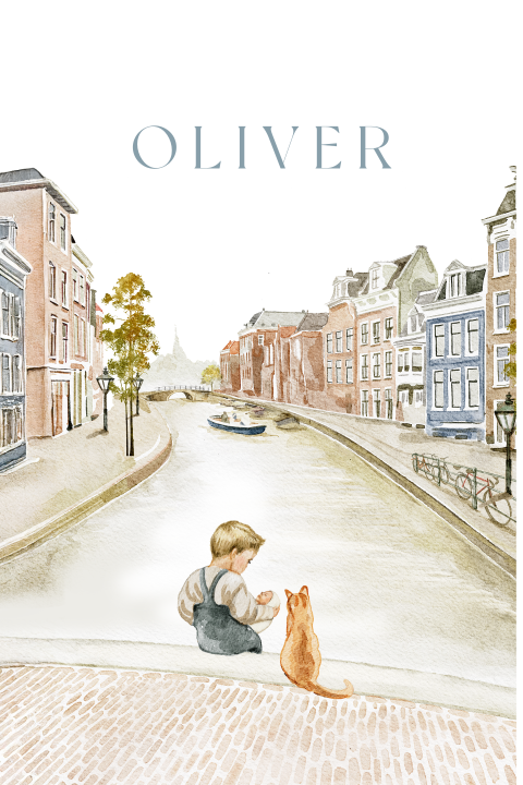 raambord getekend Amsterdamse grachten met broertje