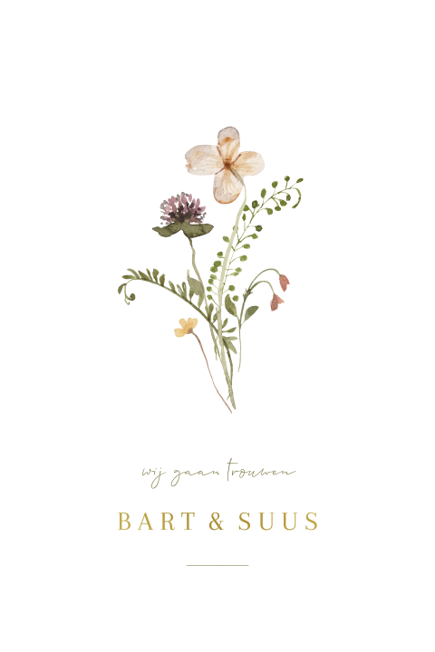 Uitnodiging bruiloft illustratie bloemen boeket getekend klassiek