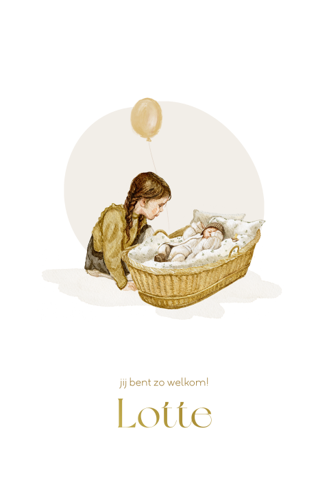 geboortekaartje meisje aquarel zus baby