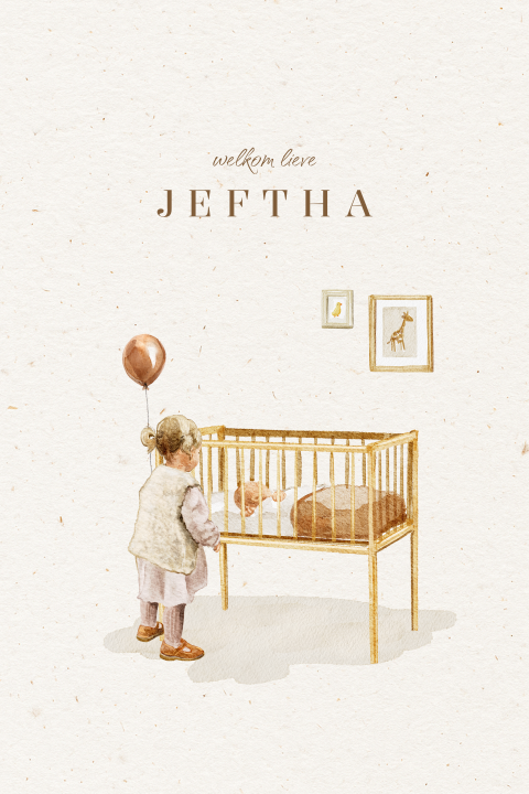 geboortekaartje broertje jongen ballon wiegje babykamer