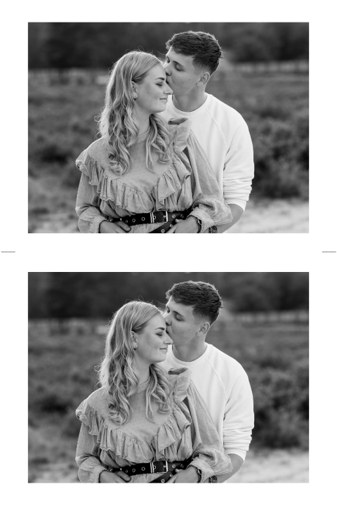 Fotolabel voor je trouwkaart met twee foto's DIY