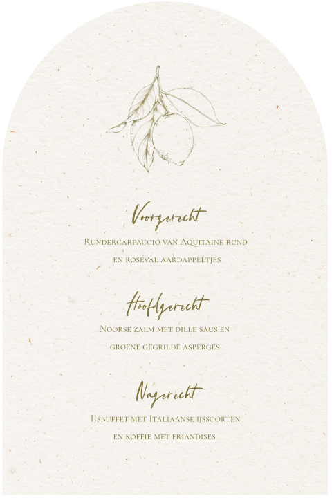 Menukaart getekende citroenen groen boogvorm