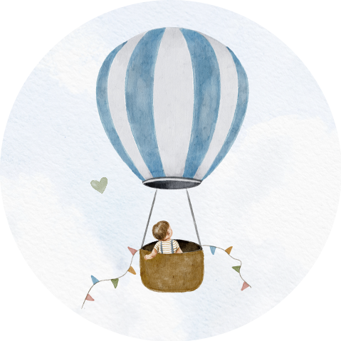 Unieke sticker geboortekaartje jongen blauwe luchtballon