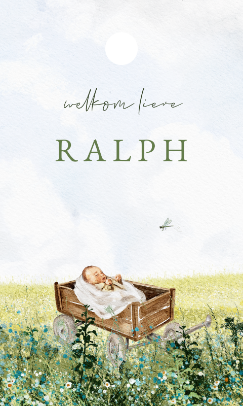 Label rechthoek jongen baby bolderkar zomer veldbloemen 18 stuks