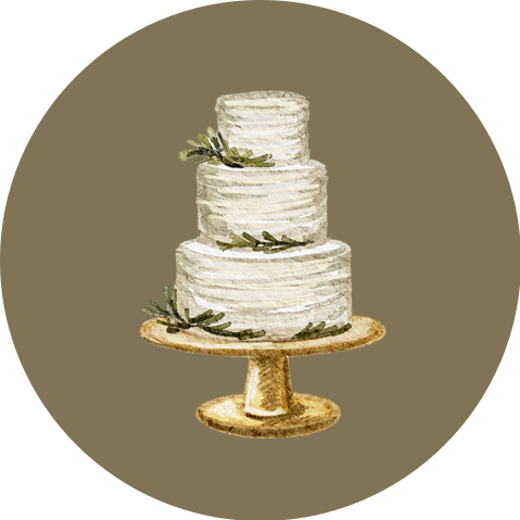 Sluitzegel groen illustratie bruidstaart