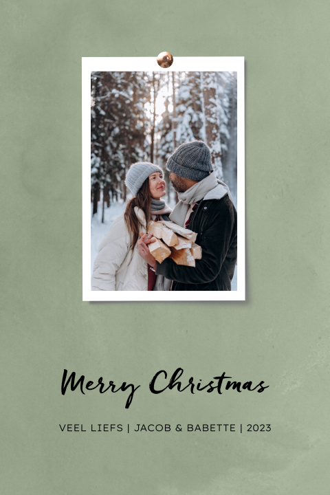 Groene kerstkaart met eigen foto in fotoframe