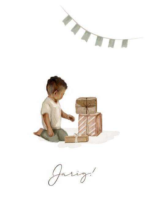Uitnodiging voor verjaardag jongen groene vlaggen cadeautjes
