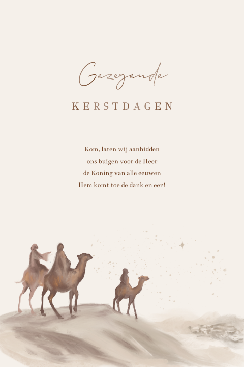 Christelijke kerstkaart met tekening van wijzen uit het oosten