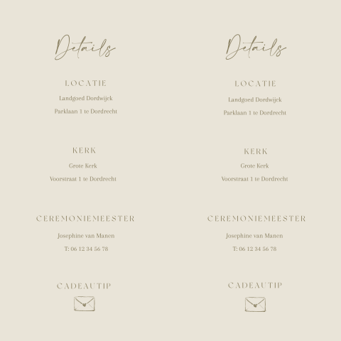 Labels voor bij een trouwkaart met extra informatie DIY