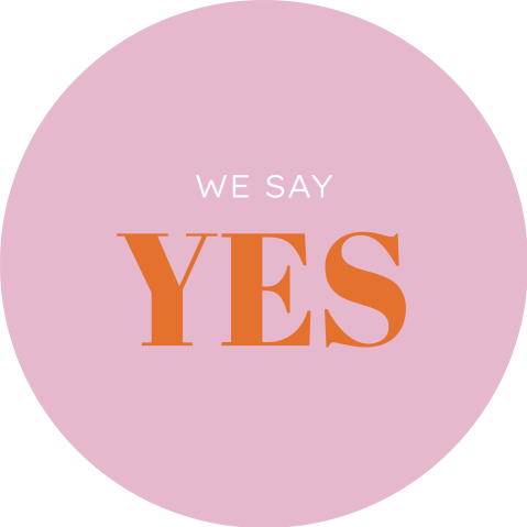 sticker trouwkaart lila oranje we say yes