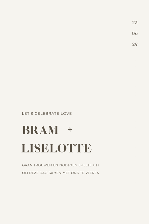 Minimalistische trouwkaart klassiek met stijlvolle typografie