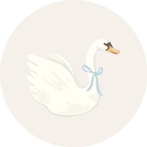 Sticker zwaan met strik blauw