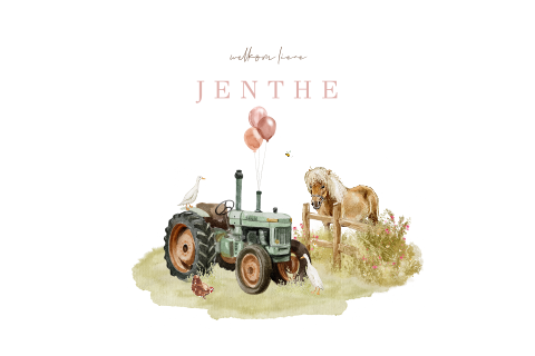 geboortekaartje boerderij meisje pony tractor