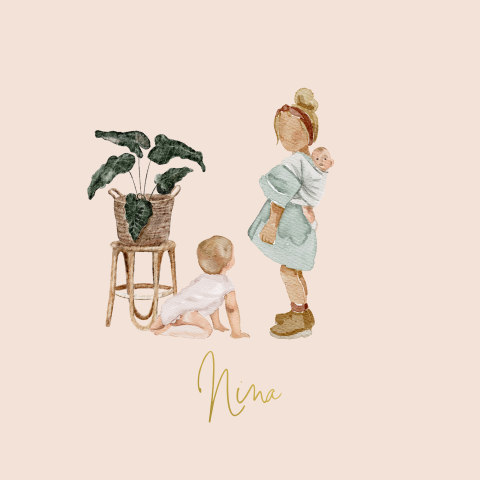 Poster kinderkamer voor een meisje met een zus met baby