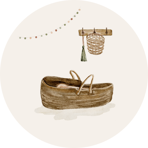 Sluitsticker geboortekaartje mand in kinderkamer