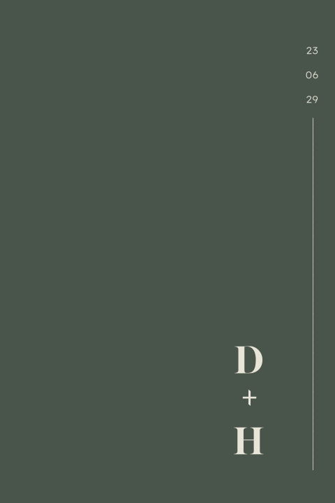 Trouwkaart groen initialen minimalistisch modern