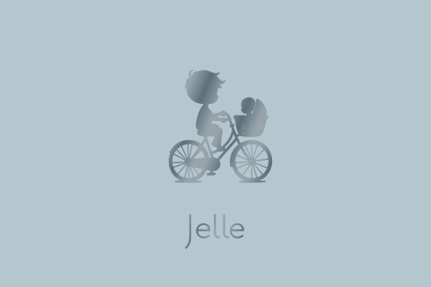 Silhouet geboortekaartje broer met broertje op fiets hoogglans