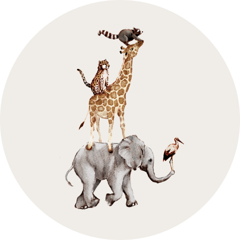 Vrolijke sluitsticker met jungle dieren gestapeld