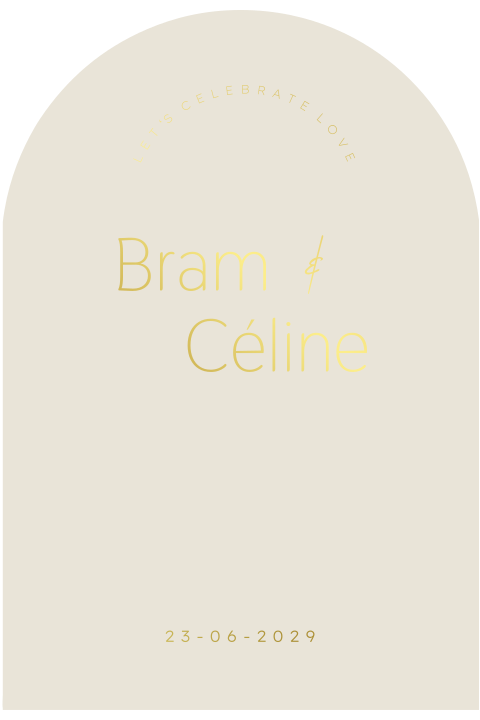 Minimalistische trouwkaart boogvorm goudfolie chique