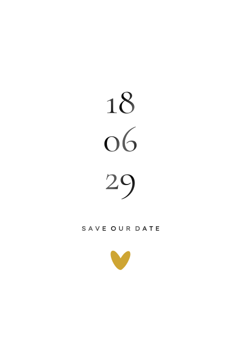 Klassieke save the date kaart met datum en geel hartje