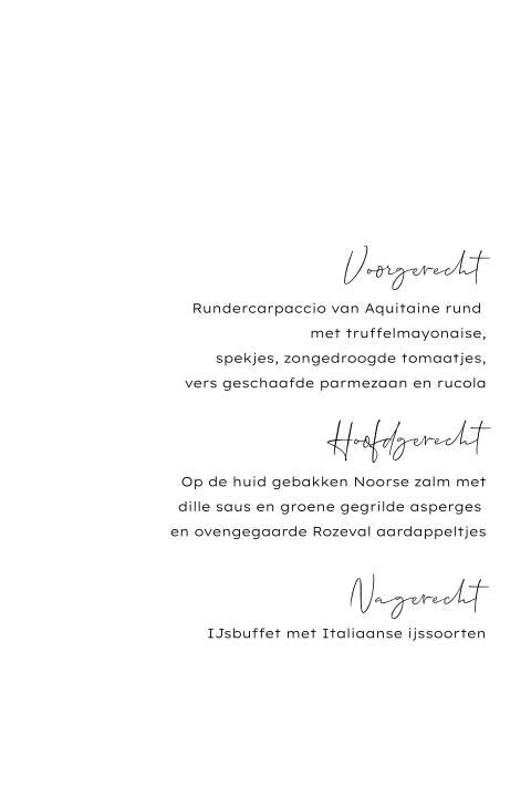 Minimalistische klassieke menukaart met ronde hoeken