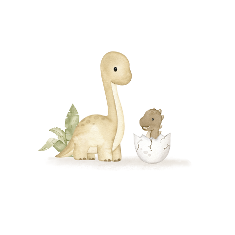 Sluitsticker dino gezin aquarel