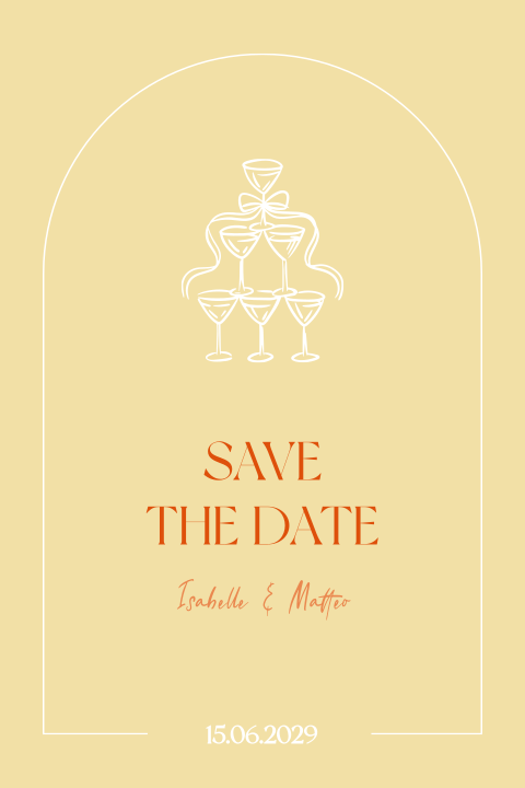 save the date italiaanse bruiloft champagneglazen