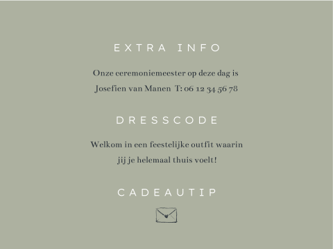 groen label gasten trouwkaart extra informatie