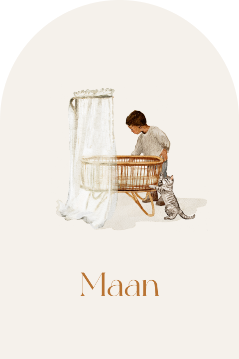 RAAMBORD ZUSJE WIEG KAT GETEKEND MET BROER